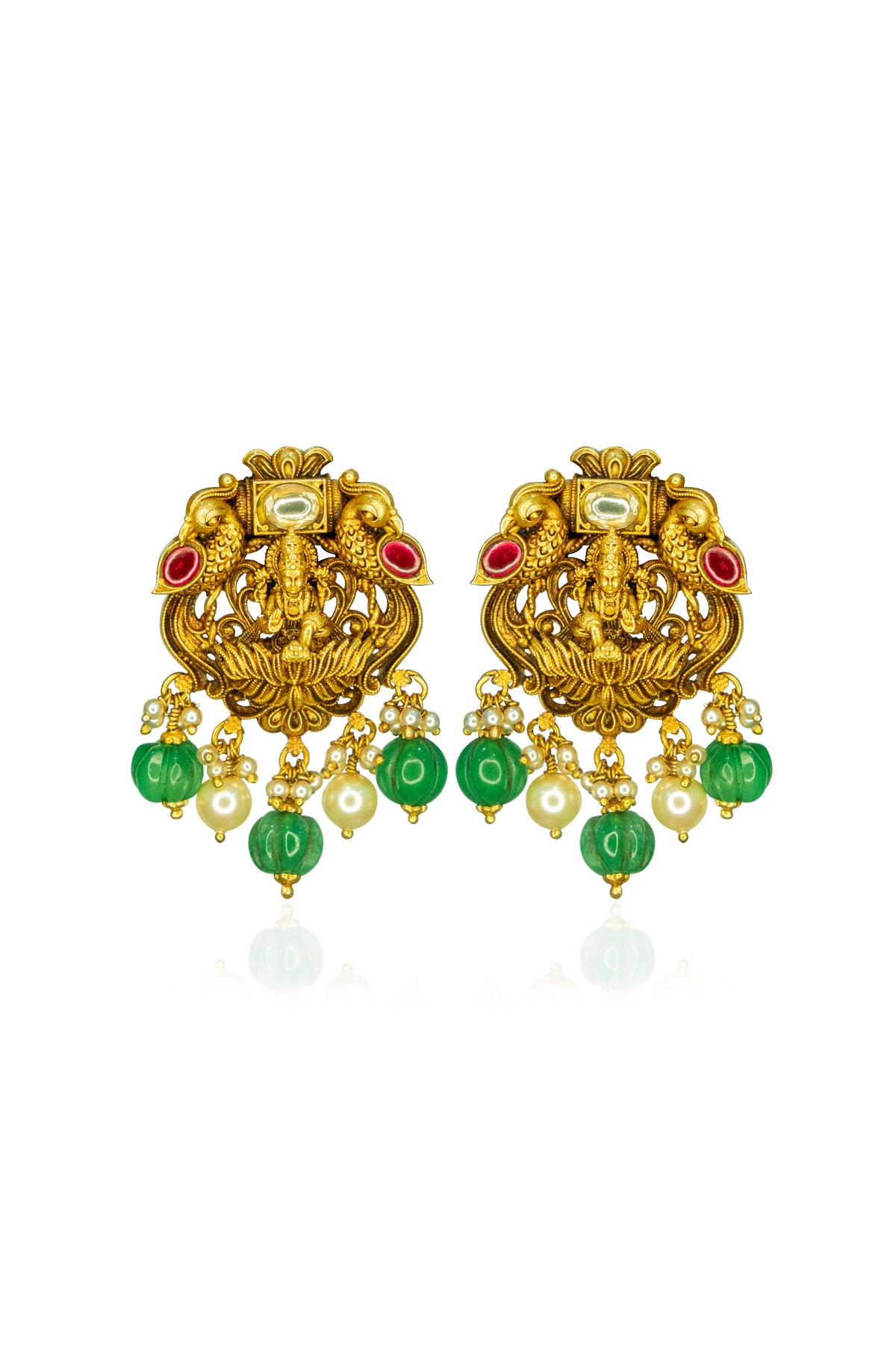 Antique Lakshmi Gold Choker with Emerald Beads