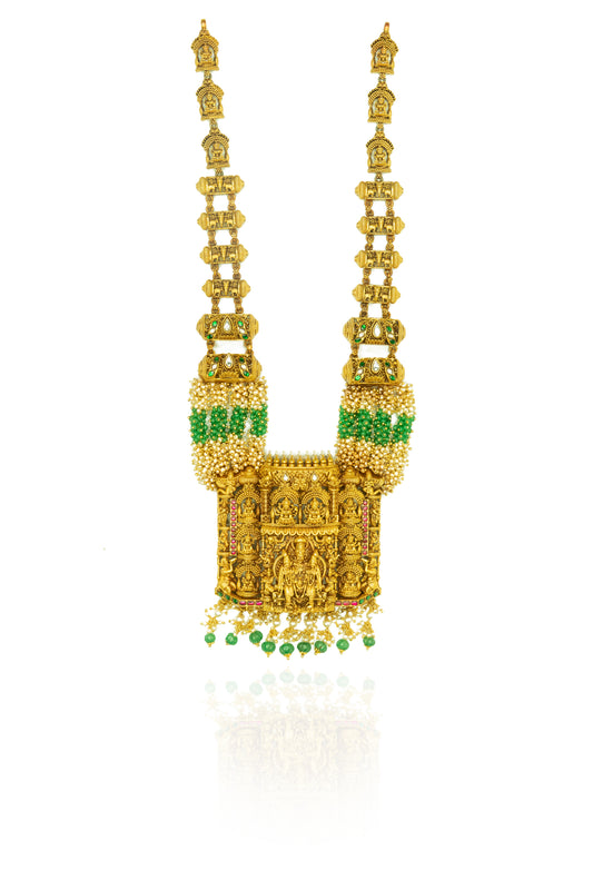 Lakshmi Long Pendant Necklace in 925 Silver